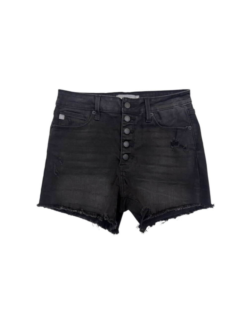 Just USA High Rise Button Fly Jean Shorts Distressed Stretchy Black Size Medium